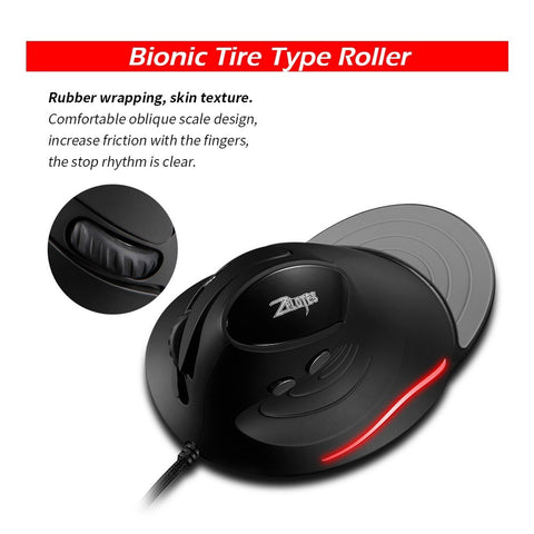 ZELOTES T-30 Wired Optical Mouse Vertical Mouse USB Wired Gaming Mouse 6 Keys Ergonomic Mice with 4 Adjustable DPI for PC Laptop