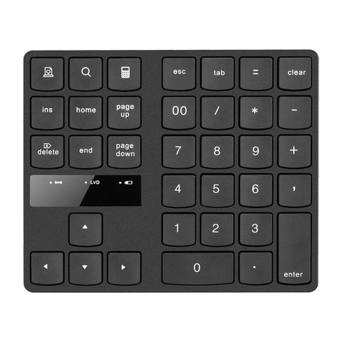 2.4G Wireless Numeric Keyboard Portable 35 Keys Financial Accounting Office Keyboard Built-in Rechargeable Battery Black