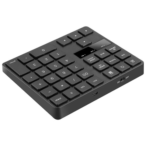 2.4G Wireless Numeric Keyboard Portable 35 Keys Financial Accounting Office Keyboard Built-in Rechargeable Battery Black
