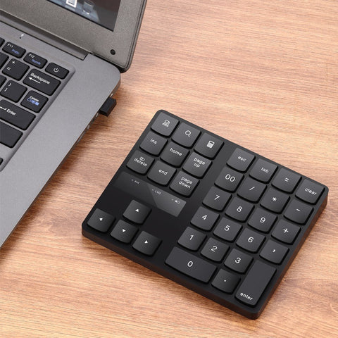 2.4G Wireless Numeric Keyboard Portable 35 Keys Financial Accounting Office Keyboard Built-in Rechargeable Battery Black