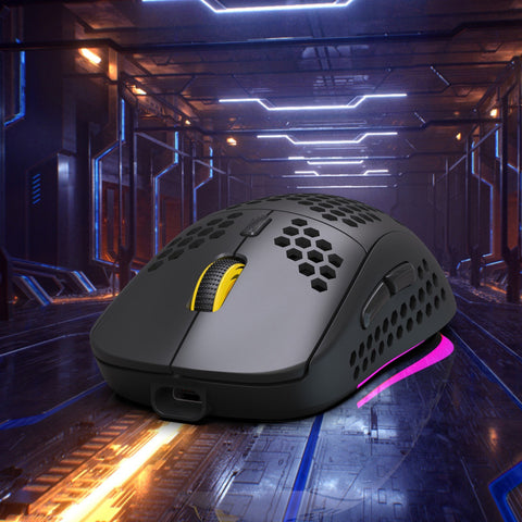 HXSJ T90 Three Mode Wireless Mouse BT 3.0 + 5.0 + 2.4G Wireless Charging Mouse RGB Lighting with Adjustable DPI Black