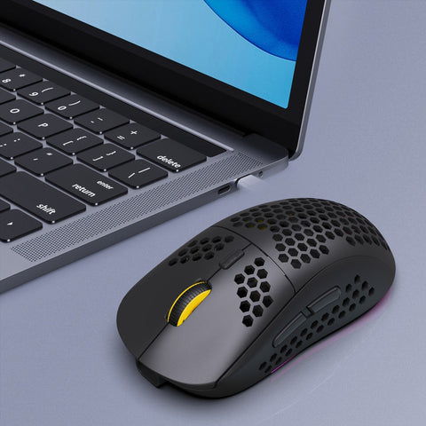 HXSJ T90 Three Mode Wireless Mouse BT 3.0 + 5.0 + 2.4G Wireless Charging Mouse RGB Lighting with Adjustable DPI Black