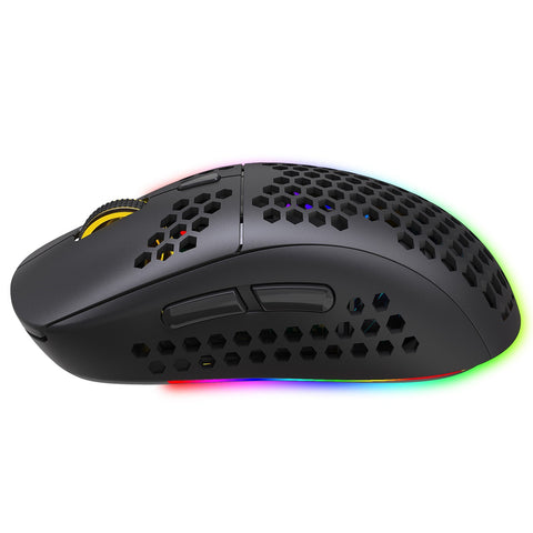 HXSJ T90 Three Mode Wireless Mouse BT 3.0 + 5.0 + 2.4G Wireless Charging Mouse RGB Lighting with Adjustable DPI Black
