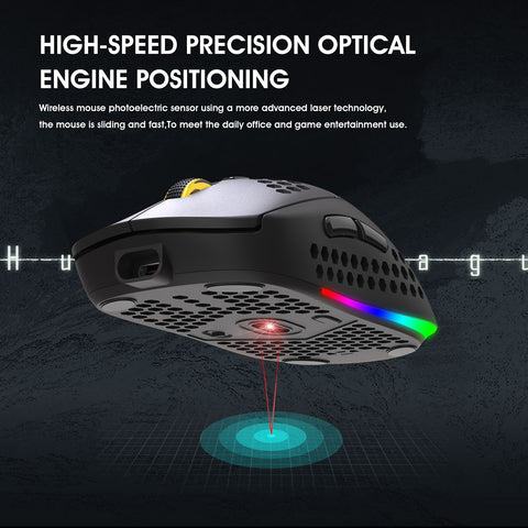 HXSJ T90 Three Mode Wireless Mouse BT 3.0 + 5.0 + 2.4G Wireless Charging Mouse RGB Lighting with Adjustable DPI Black