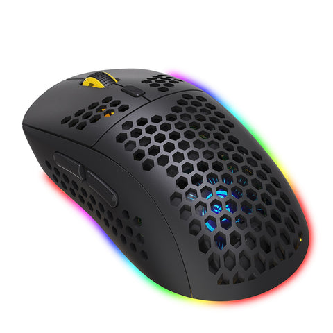 HXSJ T90 Three Mode Wireless Mouse BT 3.0 + 5.0 + 2.4G Wireless Charging Mouse RGB Lighting with Adjustable DPI Black