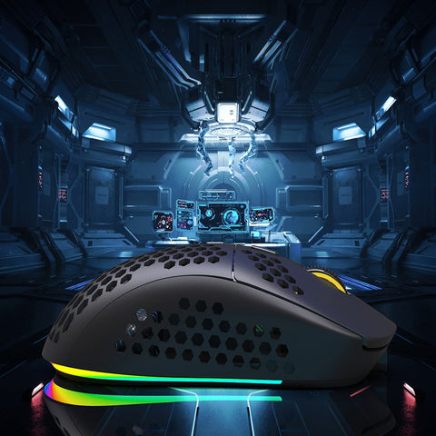 HXSJ T90 Three Mode Wireless Mouse BT 3.0 + 5.0 + 2.4G Wireless Charging Mouse RGB Lighting with Adjustable DPI Black