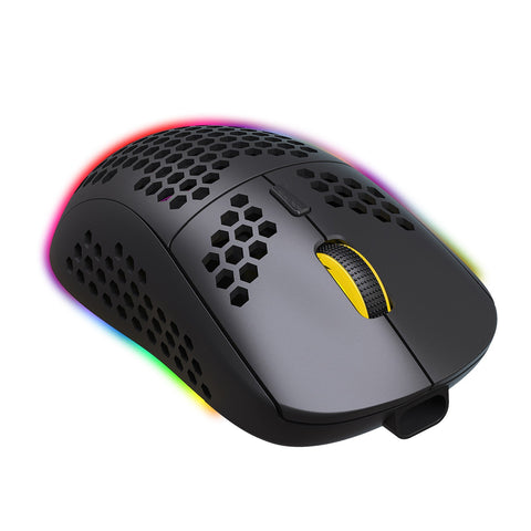 HXSJ T90 Three Mode Wireless Mouse BT 3.0 + 5.0 + 2.4G Wireless Charging Mouse RGB Lighting with Adjustable DPI Black