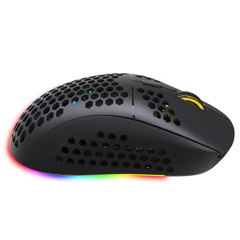 HXSJ T90 Three Mode Wireless Mouse BT 3.0 + 5.0 + 2.4G Wireless Charging Mouse RGB Lighting with Adjustable DPI Black