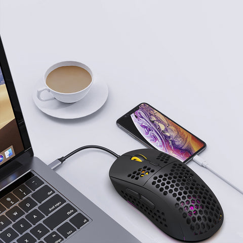 HXSJ T90 Three Mode Wireless Mouse BT 3.0 + 5.0 + 2.4G Wireless Charging Mouse RGB Lighting with Adjustable DPI Black