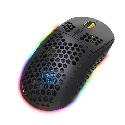 HXSJ T90 Three Mode Wireless Mouse BT 3.0 + 5.0 + 2.4G Wireless Charging Mouse RGB Lighting with Adjustable DPI Black