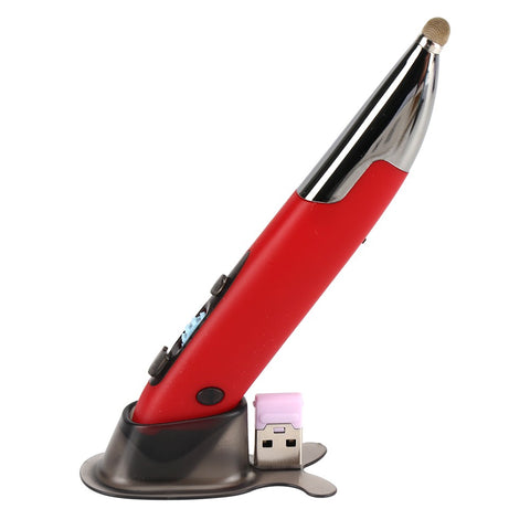 Three Mode 2.4G+BT3.0+5.0 Wireless Optical Pen Mouse 800/1200/1600DPI Rechargeable Pocket Pen Mouse for PC Laptop Computer Red