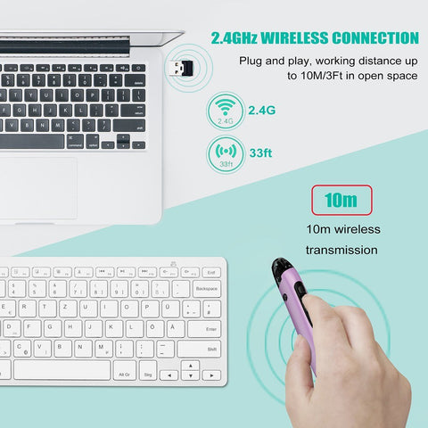 Three Mode 2.4G+BT3.0+5.0 Wireless Optical Pen Mouse 800/1200/1600DPI Rechargeable Pocket Pen Mouse for PC Laptop Computer Red