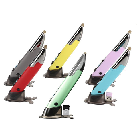 Three Mode 2.4G+BT3.0+5.0 Wireless Optical Pen Mouse 800/1200/1600DPI Rechargeable Pocket Pen Mouse for PC Laptop Computer Red