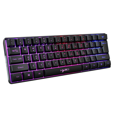 HXSJ V700 Wired Gaming Keyboard RGB Streamer Wired Keyboard 61-key Gaming Keyboard for Game/Office Black