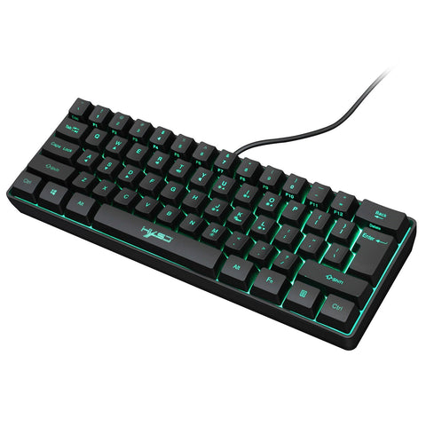 HXSJ V700 Wired Gaming Keyboard RGB Streamer Wired Keyboard 61-key Gaming Keyboard for Game/Office Black