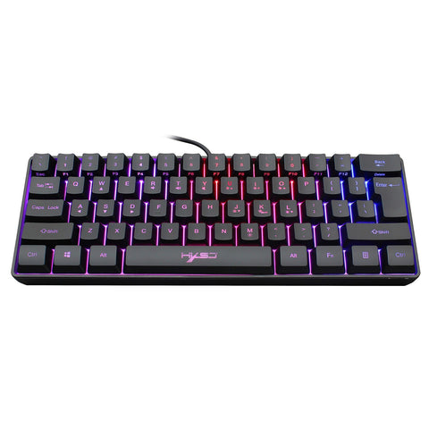 HXSJ V700 Wired Gaming Keyboard RGB Streamer Wired Keyboard 61-key Gaming Keyboard for Game/Office Black