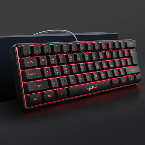 HXSJ V700 Wired Gaming Keyboard RGB Streamer Wired Keyboard 61-key Gaming Keyboard for Game/Office Black
