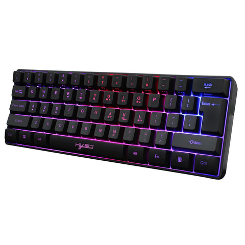 HXSJ V700 Wired Gaming Keyboard RGB Streamer Wired Keyboard 61-key Gaming Keyboard for Game/Office Black