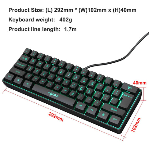 HXSJ V700 Wired Gaming Keyboard RGB Streamer Wired Keyboard 61-key Gaming Keyboard for Game/Office Black