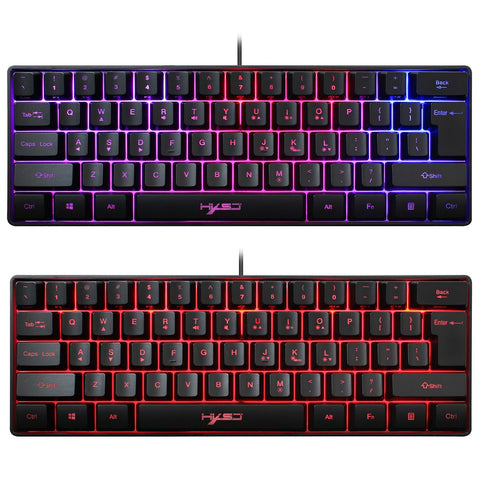 HXSJ V700 Wired Gaming Keyboard RGB Streamer Wired Keyboard 61-key Gaming Keyboard for Game/Office Black