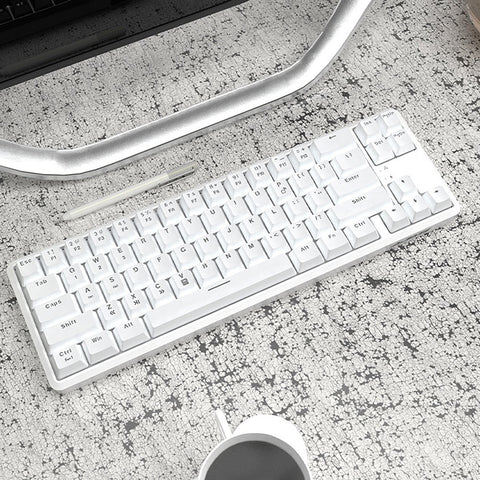 Ajazz K680T Wired&BT Dual-mode Mechanical Keyboard 68 Keys Compact White Backlight Mechanical Keyboard Black with Blue Switches
