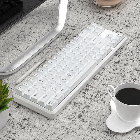 Ajazz K680T Wired&BT Dual-mode Mechanical Keyboard 68 Keys Compact White Backlight Mechanical Keyboard Black with Blue Switches