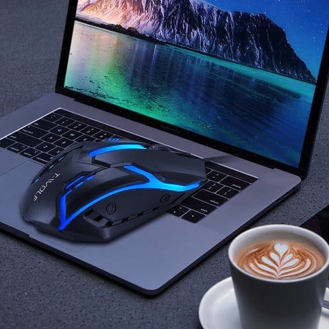 T-WOLF V1 Wired Gaming Mouse 3 Button 7 Colorful Backlight 1200 DPI Office Mouse Built-in Weights for Laptop/PC