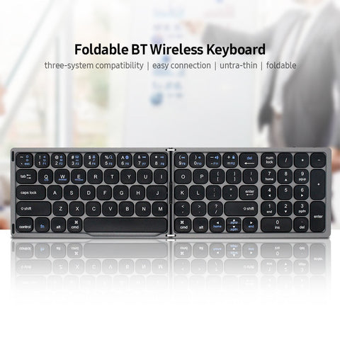Foldable BT Wireless Keyboard Portable Keyboard Pocket-size Keyboard Support Android Windows IOS Smartphone and Tablet Grey