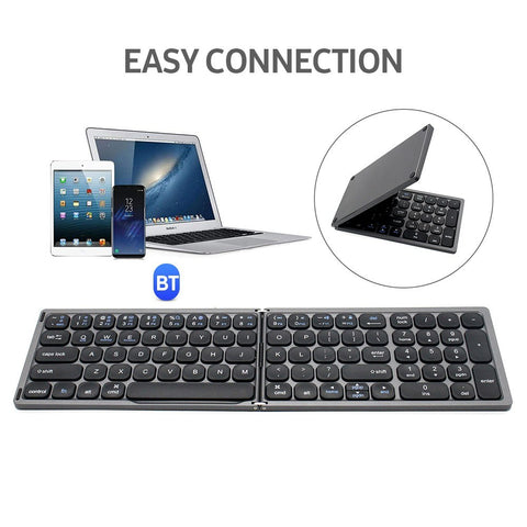 Foldable BT Wireless Keyboard Portable Keyboard Pocket-size Keyboard Support Android Windows IOS Smartphone and Tablet Grey