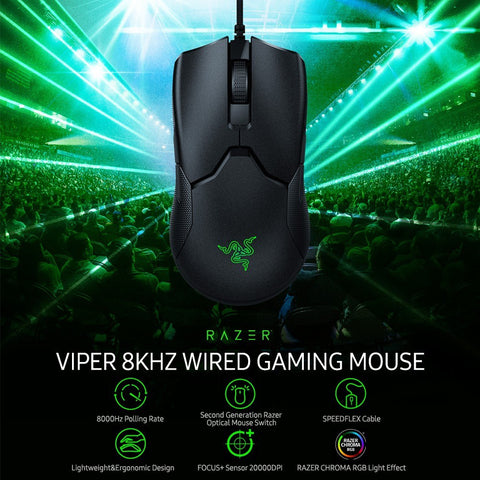 Razer Viper 8KHz Wired Gaming Mouse Lightweight Ergonomic Mouse with 8000Hz Polling Rate 20000DPI FOCUS+ Optical Sensor