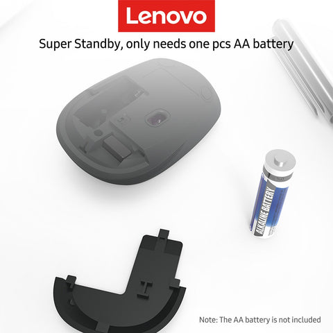 Lenovo M202 2.4GHz Wireless Mouse Office Mouse 4 Keys Mute Mice Ergonomic Design with 3 Adjustable DPI for PC Laptop Black