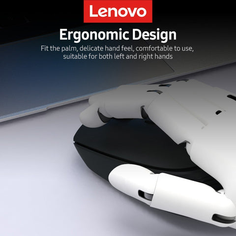 Lenovo M202 2.4GHz Wireless Mouse Office Mouse 4 Keys Mute Mice Ergonomic Design with 3 Adjustable DPI for PC Laptop Black