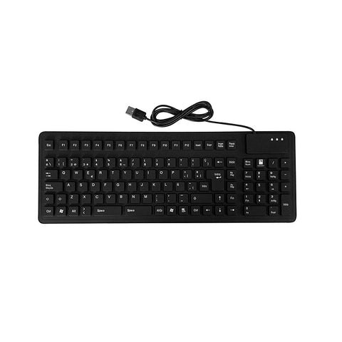 105 Keys Spanish USB Wired Silicone Keyboard Foldable Soft Silicone Waterproof Dustproof Keyboard for Desktop Computer Laptop