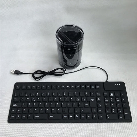 105 Keys Spanish USB Wired Silicone Keyboard Foldable Soft Silicone Waterproof Dustproof Keyboard for Desktop Computer Laptop