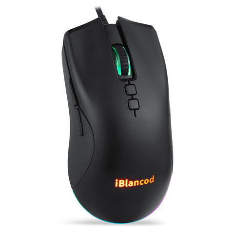 iBlancod M1 Wired Optical Gaming Mouse with 6 RGB Lighting Modes 6 Adjustable DPI Levels Plug and Play Wide Compatibility Black