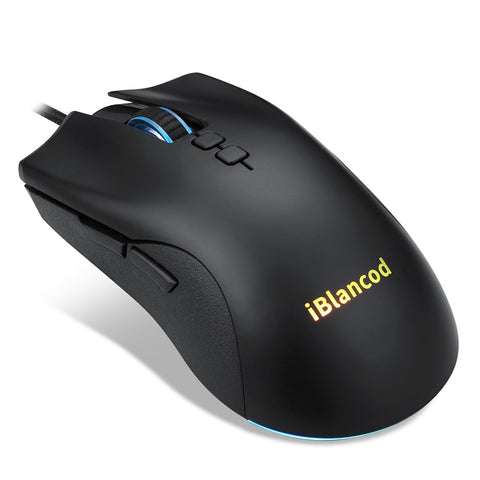 iBlancod M1 Wired Optical Gaming Mouse with 6 RGB Lighting Modes 6 Adjustable DPI Levels Plug and Play Wide Compatibility Black