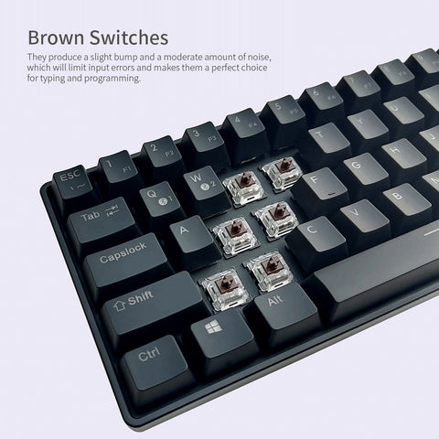 Compact Mechanical Multi-device Keyboard with 64 keys BT & Wired Mode 18 RGB Backlit Effects N-key Rollover Black Brown Switches