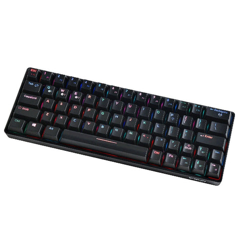 Compact Mechanical Multi-device Keyboard with 64 keys BT & Wired Mode 18 RGB Backlit Effects N-key Rollover Black Brown Switches