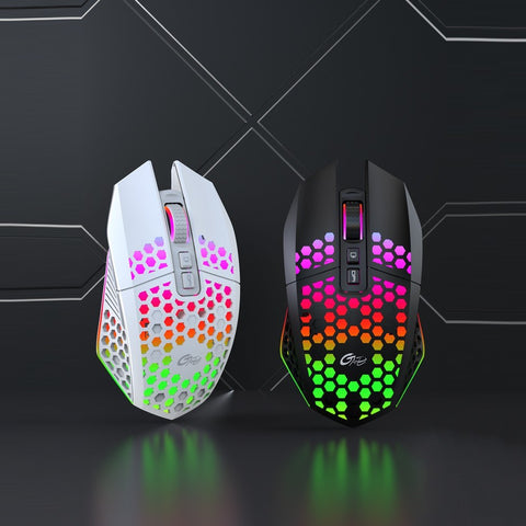Wireless Gaming Mouse Rechargeable USB Mouse with 8 keys Back-to-desktop Button 3 Adjustable DPI Levels 4 Lighting Modes Black