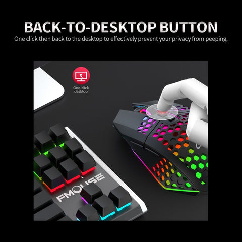 Wireless Gaming Mouse Rechargeable USB Mouse with 8 keys Back-to-desktop Button 3 Adjustable DPI Levels 4 Lighting Modes Black