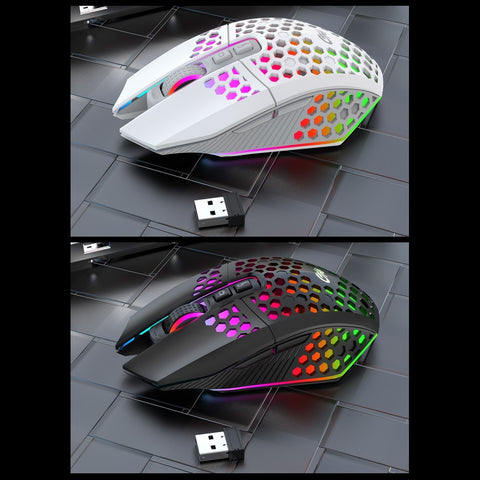 Wireless Gaming Mouse Rechargeable USB Mouse with 8 keys Back-to-desktop Button 3 Adjustable DPI Levels 4 Lighting Modes Black