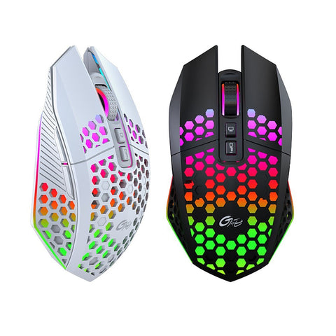 Wireless Gaming Mouse Rechargeable USB Mouse with 8 keys Back-to-desktop Button 3 Adjustable DPI Levels 4 Lighting Modes Black