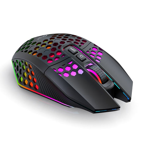 Wireless Gaming Mouse Rechargeable USB Mouse with 8 keys Back-to-desktop Button 3 Adjustable DPI Levels 4 Lighting Modes Black