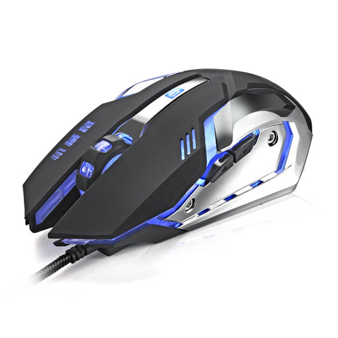 Wired 3200 DPI Gaming Mouse 4 Adjustable DPI Levels/6 Programmable Buttons/4-Color Breathing Light/ Left&Right Mute Buttons Black