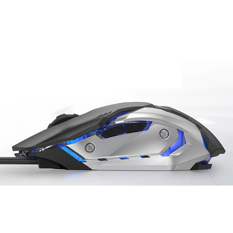 Wired 3200 DPI Gaming Mouse 4 Adjustable DPI Levels/6 Programmable Buttons/4-Color Breathing Light/ Left&Right Mute Buttons Black