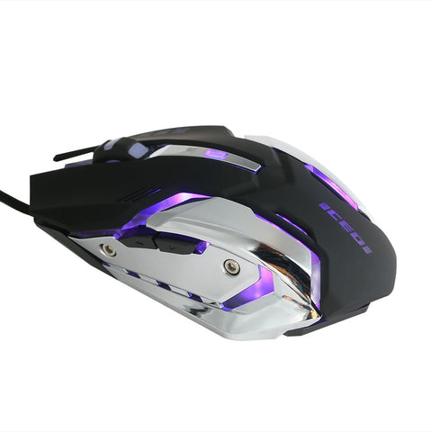 Wired 3200 DPI Gaming Mouse 4 Adjustable DPI Levels/6 Programmable Buttons/4-Color Breathing Light/ Left&Right Mute Buttons Black