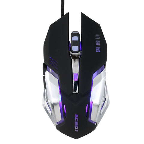 Wired 3200 DPI Gaming Mouse 4 Adjustable DPI Levels/6 Programmable Buttons/4-Color Breathing Light/ Left&Right Mute Buttons Black