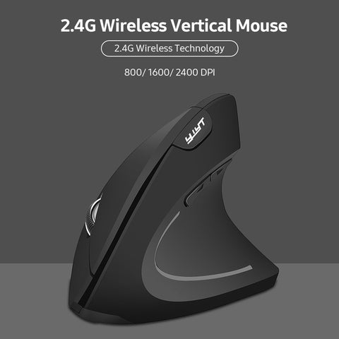 YWYT 2.4G Wireless Vertical Mouse Ergonomic Vertical Mouse Upright Mouse Optical Mouse 3 Adjustable DPI Levels/ Plug&Play Black