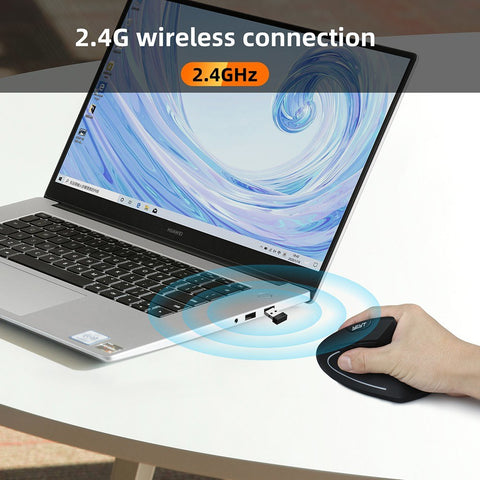 YWYT 2.4G Wireless Vertical Mouse Ergonomic Vertical Mouse Upright Mouse Optical Mouse 3 Adjustable DPI Levels/ Plug&Play Black