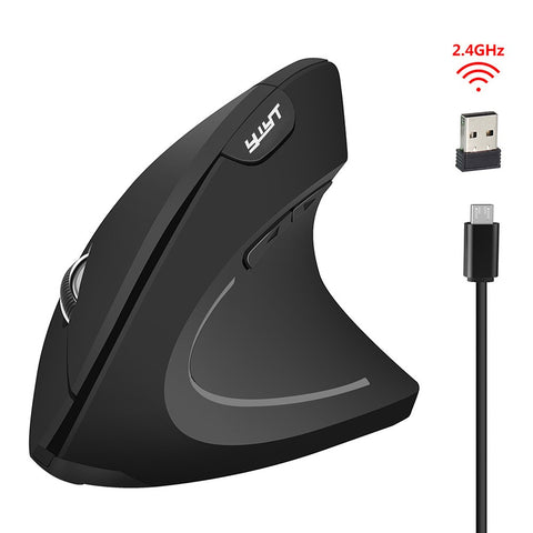 YWYT 2.4G Wireless Rechargeable Vertical Mouse Ergonomic Upright Mouse Optical Mouse 3 Adjustable DPI Levels/ Plug&Play Black